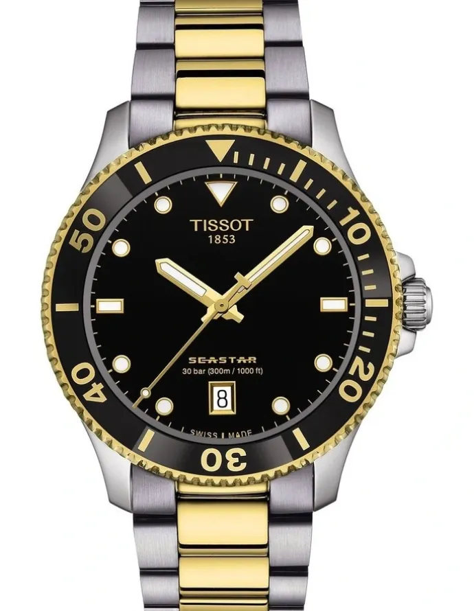 Tissot Seastar 1000 40mm T1204102205100 Watch in Black/Yellow Gold