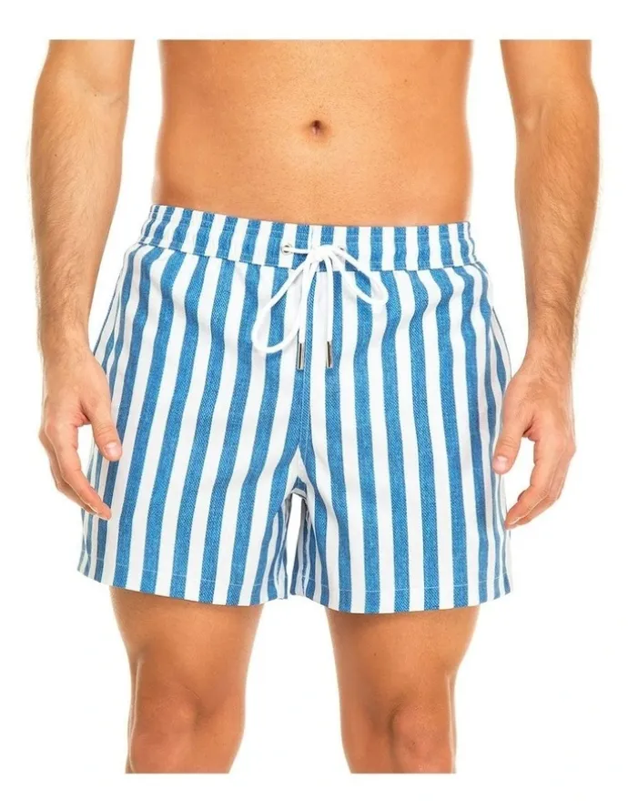 Tolu Balneare Swim Stripe Shorts in Blue/White