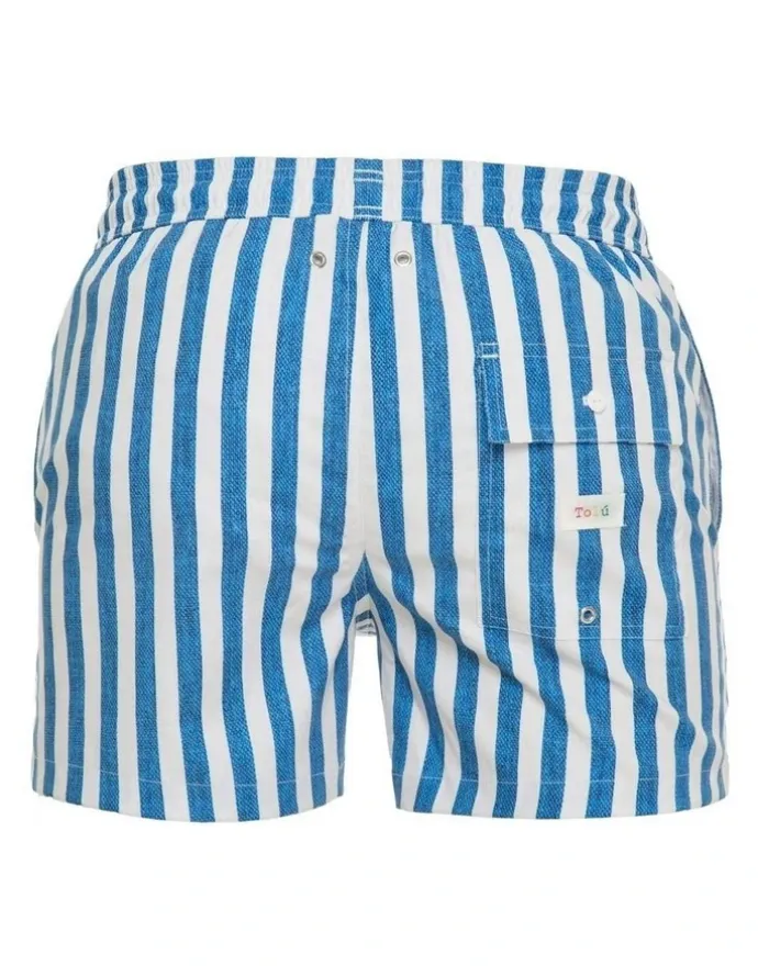 Tolu Balneare Swim Stripe Shorts in Blue/White