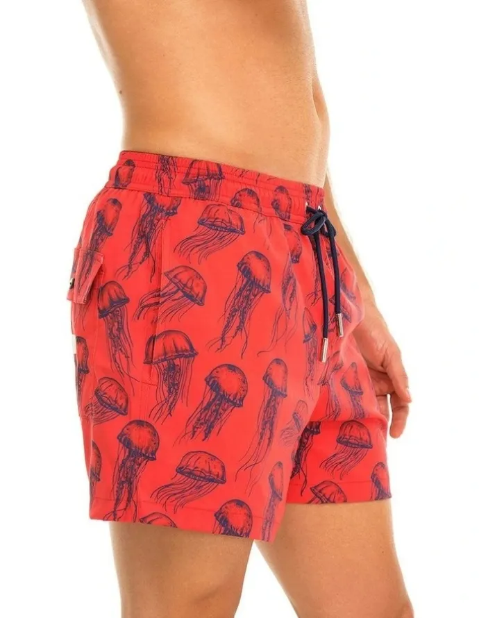 Tolu Jellyfish Swim Shorts in Red
