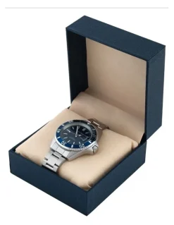 Tony+Will Diver Navy Face Watch in Silver