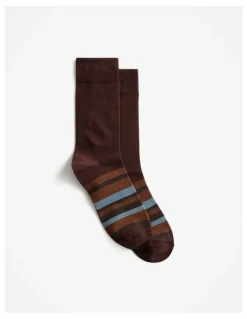 Trenery Bold Stripe Sock in Espresso