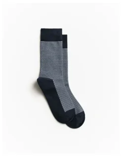 Trenery Contrast Stitch Crew Sock in Navy