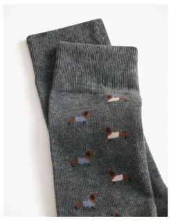 Trenery Cosy Dog Sock in Dark Grey Melange