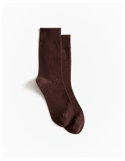 Trenery Dot Rib Crew Sock in Espresso