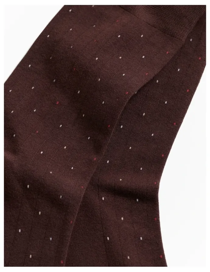 Trenery Dot Rib Crew Sock in Espresso