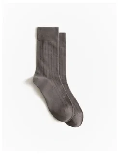 Trenery Dot Rib Crew Sock in Cinder