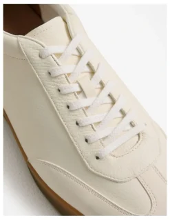 Trenery Halden Leather Sneaker in Parchment