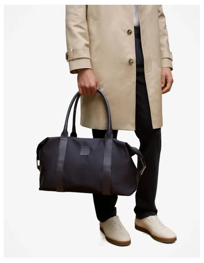 Trenery Terra Leather Trimmed Travel Bag in Night Sky