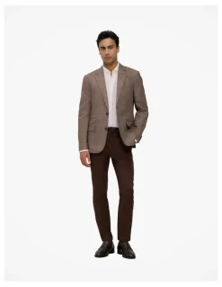 Trenery Linen Cotton Textured Blazer in Cocoa