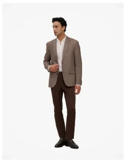 Trenery Linen Cotton Textured Blazer in Cocoa