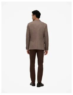 Trenery Linen Cotton Textured Blazer in Cocoa