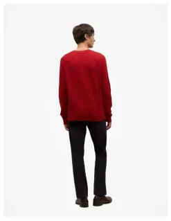 Trenery Merino Cable Detail Crew in Spice Red
