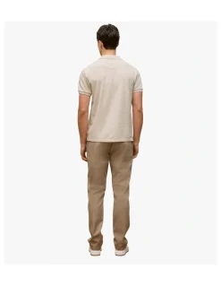 Trenery Pique Marle Monogram Polo in Stone