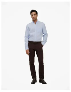 Trenery Regular Fit Delave Linen Shirt in Fresh Blue
