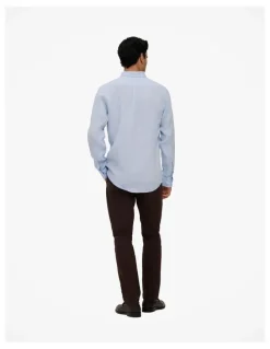 Trenery Regular Fit Delave Linen Shirt in Fresh Blue