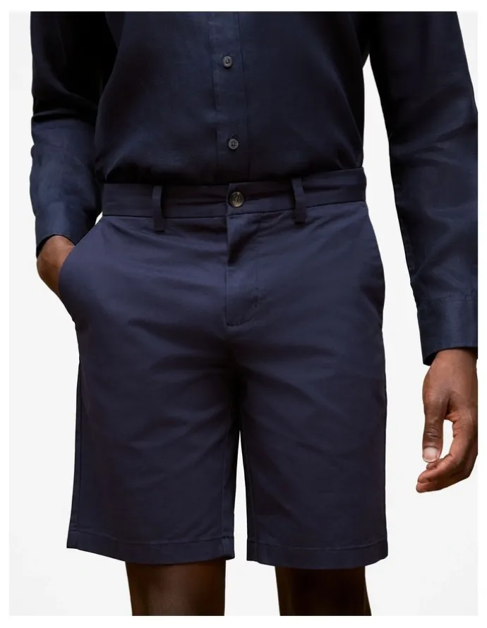 Trenery Stretch Cotton Chino Shorts in Navy