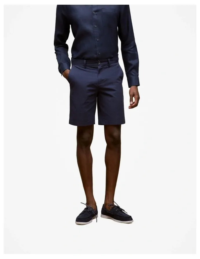 Trenery Stretch Cotton Chino Shorts in Navy