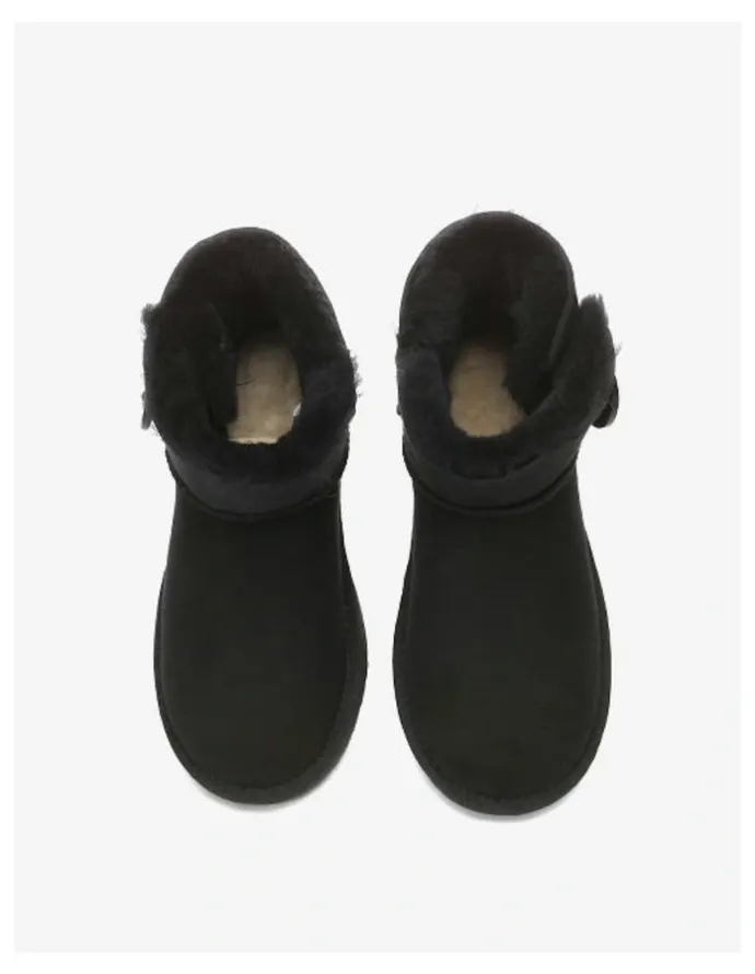 UGG Australian Shepherd Mini Button SheepSkin Boots in Black