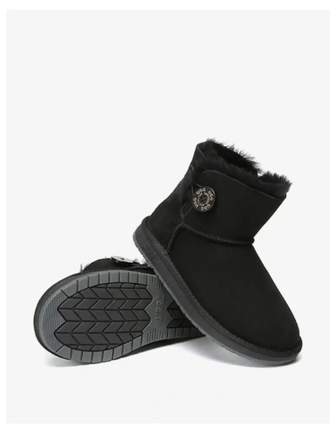 UGG Australian Shepherd Mini Button SheepSkin Boots in Black