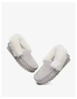 UGG Australian Shepherd Popo Cow Suede Moccasin Slipper in Sand