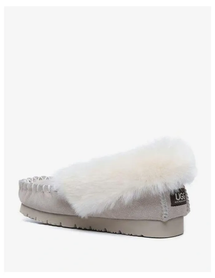 UGG Australian Shepherd Popo Cow Suede Moccasin Slipper in Sand