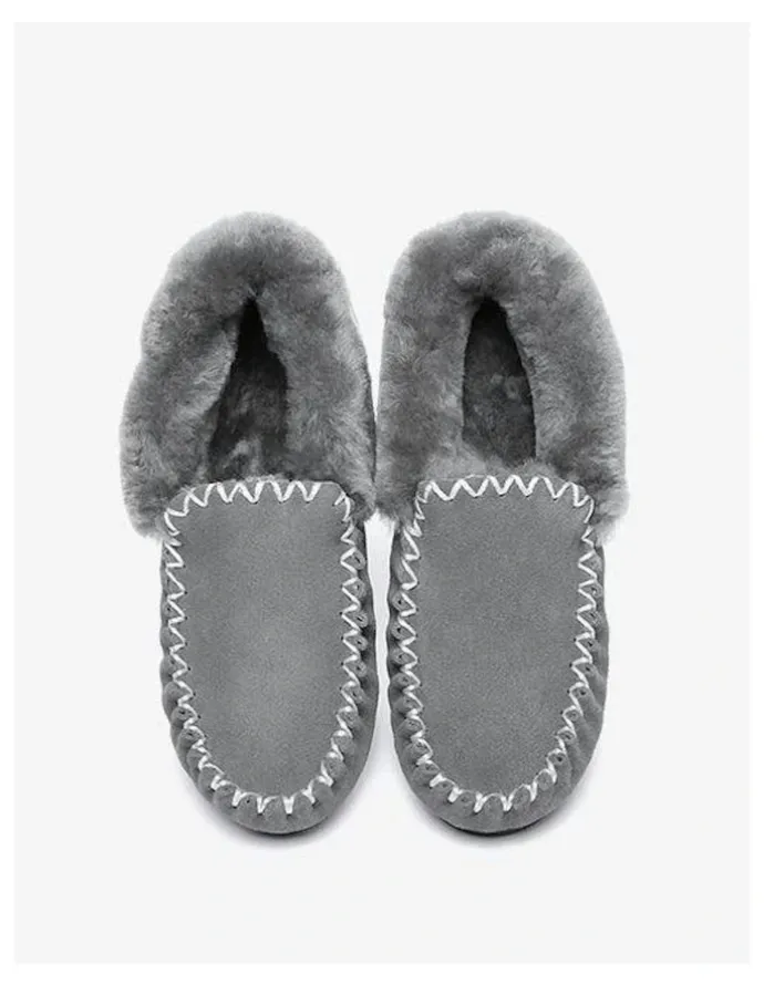UGG Australian Shepherd Popo Cow Suede Moccasin Shoe in Grey