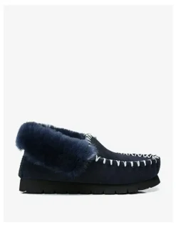 UGG Australian Shepherd Popo Cow Suede Moccasin Shoe in Navy Blue