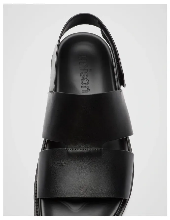 Unison Liam Leather Sandal in Black