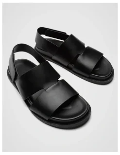 Unison Liam Leather Sandal in Black