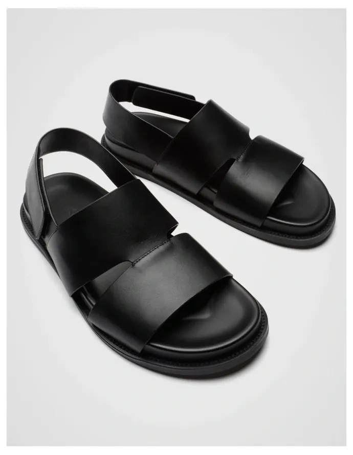 Unison Liam Leather Sandal in Black