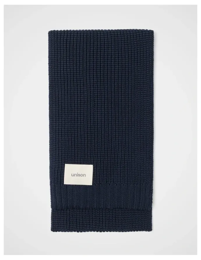 Unison Textured Knit Scarf in Blue