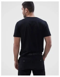 Unison Classic V Neck T Shirt in Black