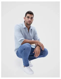 Unison Linen Regular Fit Shirt in Blue