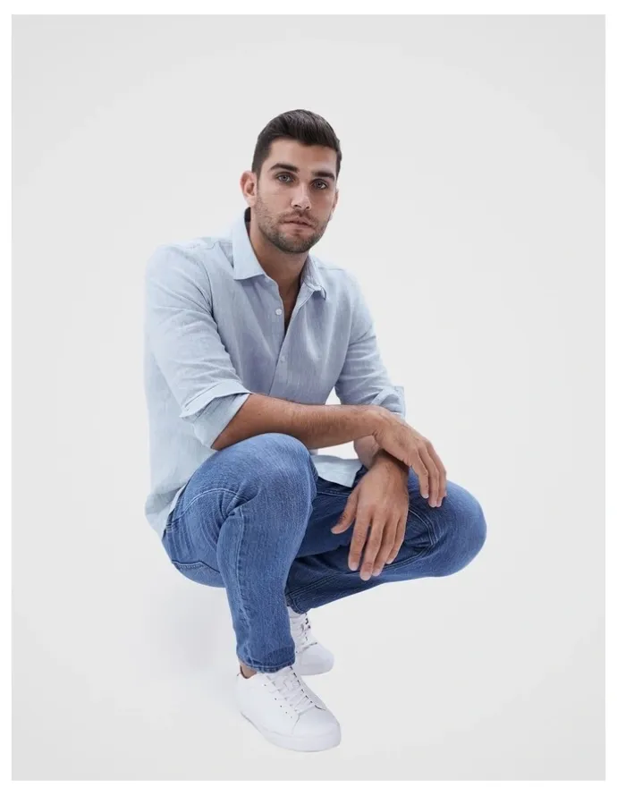 Unison Linen Regular Fit Shirt in Blue
