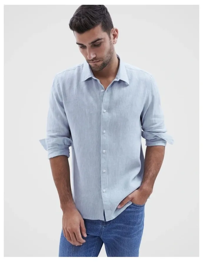 Unison Linen Regular Fit Shirt in Blue