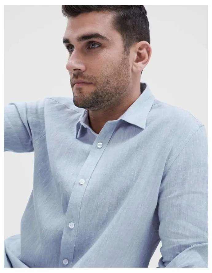 Unison Linen Regular Fit Shirt in Blue