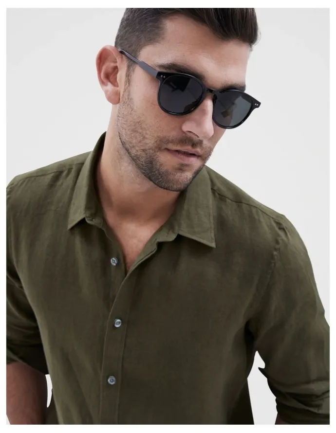 Unison Linen Regular Fit Shirt in Khaki