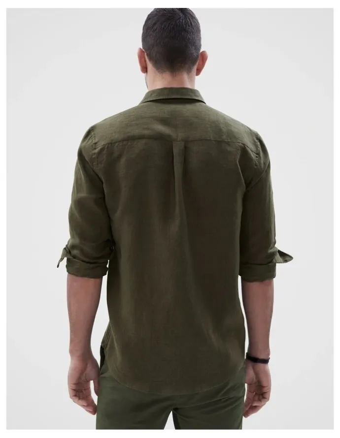 Unison Linen Regular Fit Shirt in Khaki