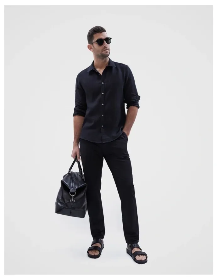 Unison Linen Regular Fit Shirt in Black