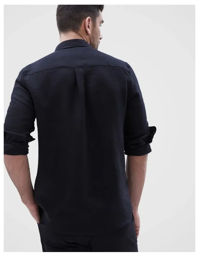 Unison Linen Regular Fit Shirt in Black