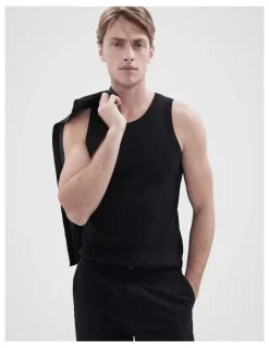 Unison Rib Singlet in Black