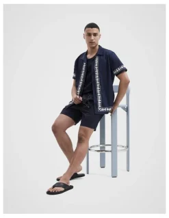 Unison Rib Singlet in Navy