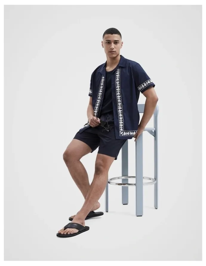 Unison Rib Singlet in Navy