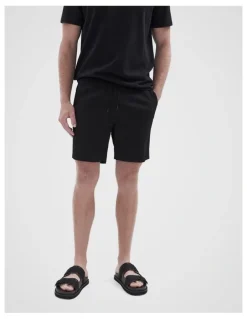 Unison Seersucker Swim Short in Black