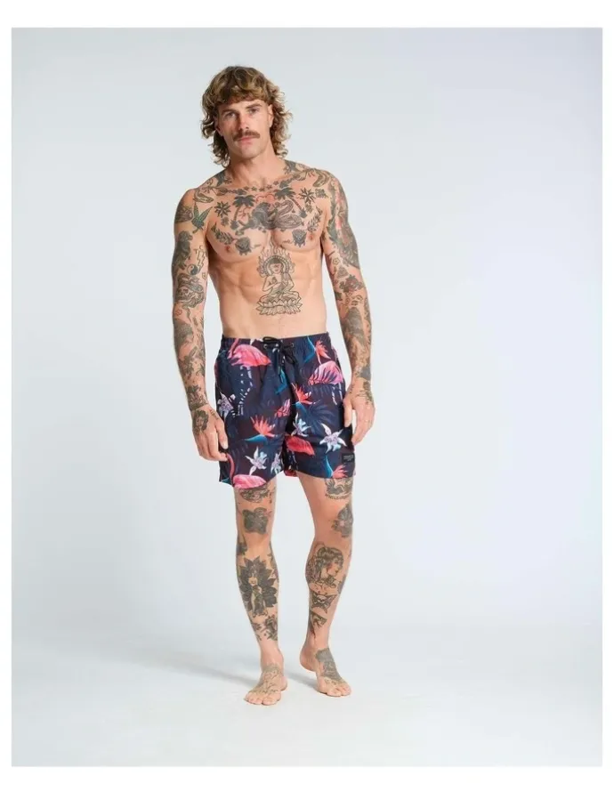 Vacancy Co Flamingo Swim Short in Ink