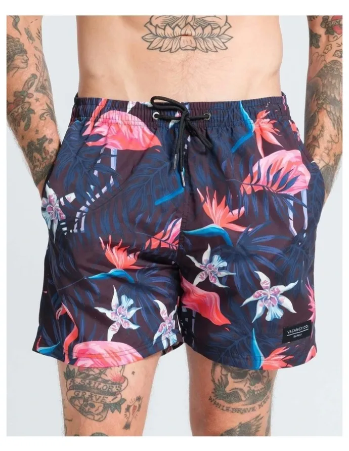 Vacancy Co Flamingo Swim Short in Ink