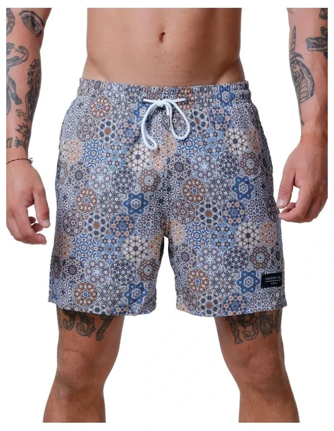 Vacancy Co Kaleidoscope Swim Shorts in Grey
