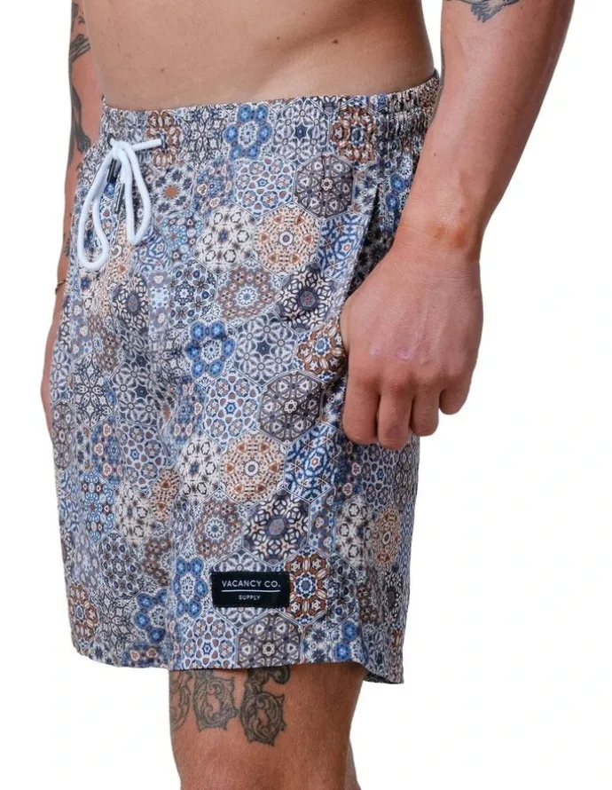 Vacancy Co Kaleidoscope Swim Shorts in Grey