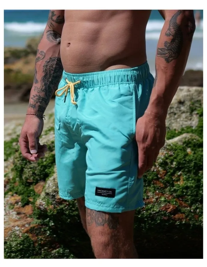 Vacancy Co Sea Foam Swim Shorts in Green